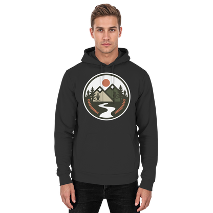Black unisex hoodie from Arvenzo with a front design, casual style, and comfortable fit, shown from the front view.
