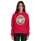 Front view of Arvenzo Still Roots unisex hoodie in vibrant fire red, showcasing a casual, comfortable hoodie design.