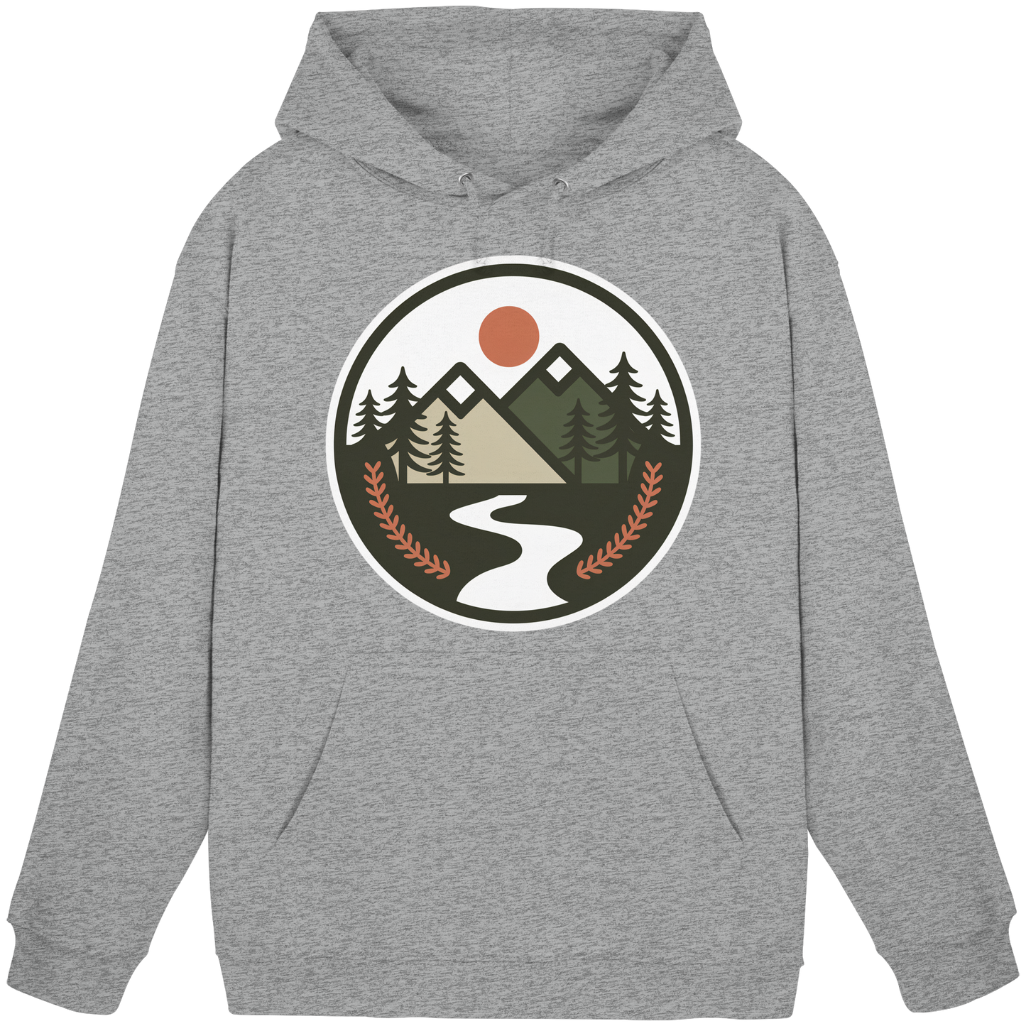 Unisex heather grey Arvenzo Open Ground hoodie with front design, casual style, and soft fabric for comfortable wear.
