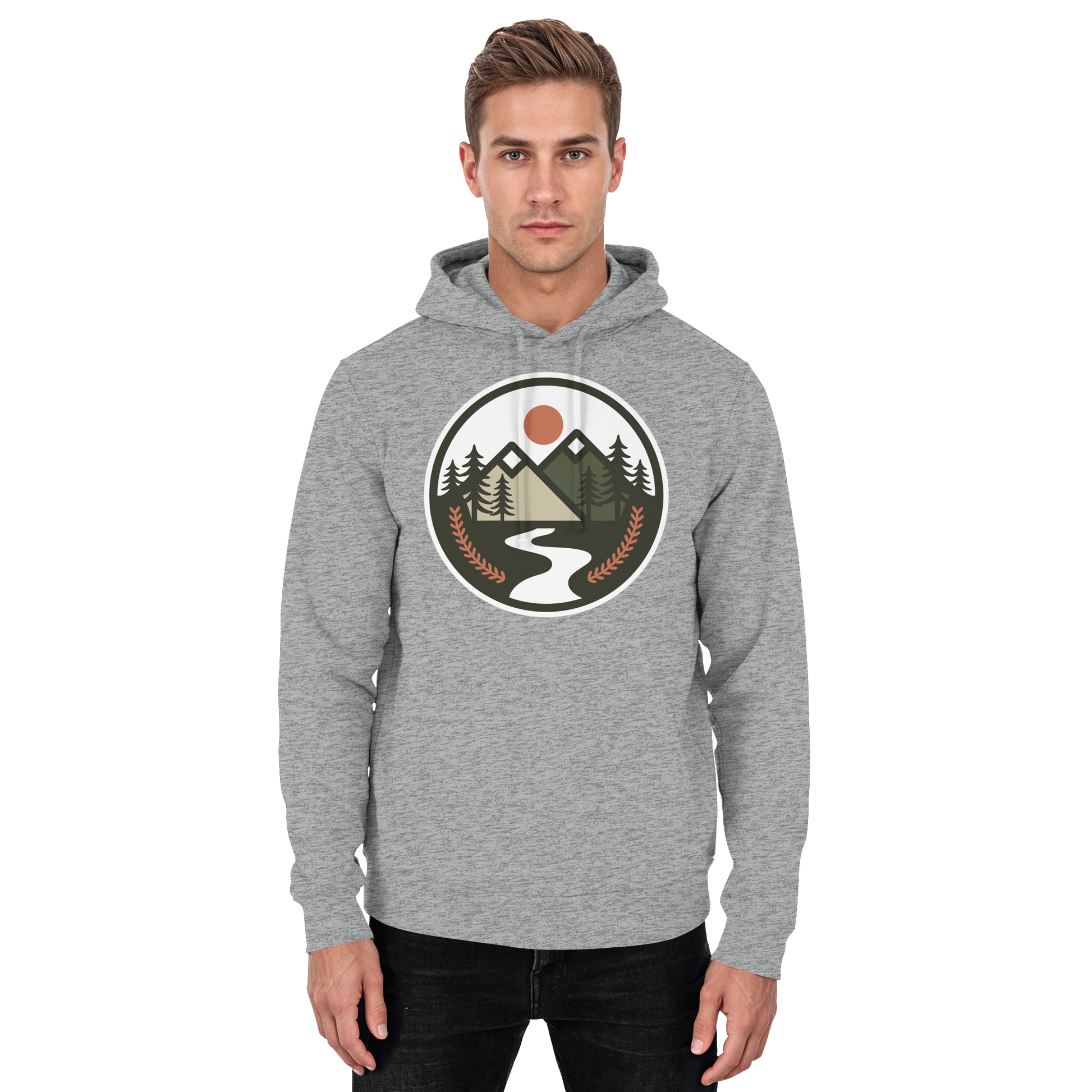 Unisex Heather Grey Arvenzo Open Ground hoodie with front design, casual fit, and comfortable fabric for everyday wear.