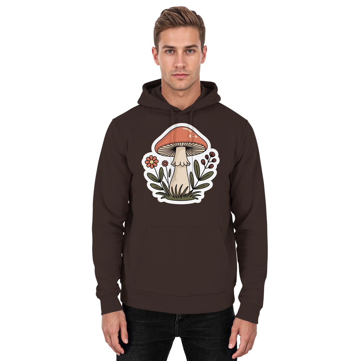 Unisex Still Roots Arvenzo hoodie in hot chocolate color, front view showing soft fabric and classic hoodie design.