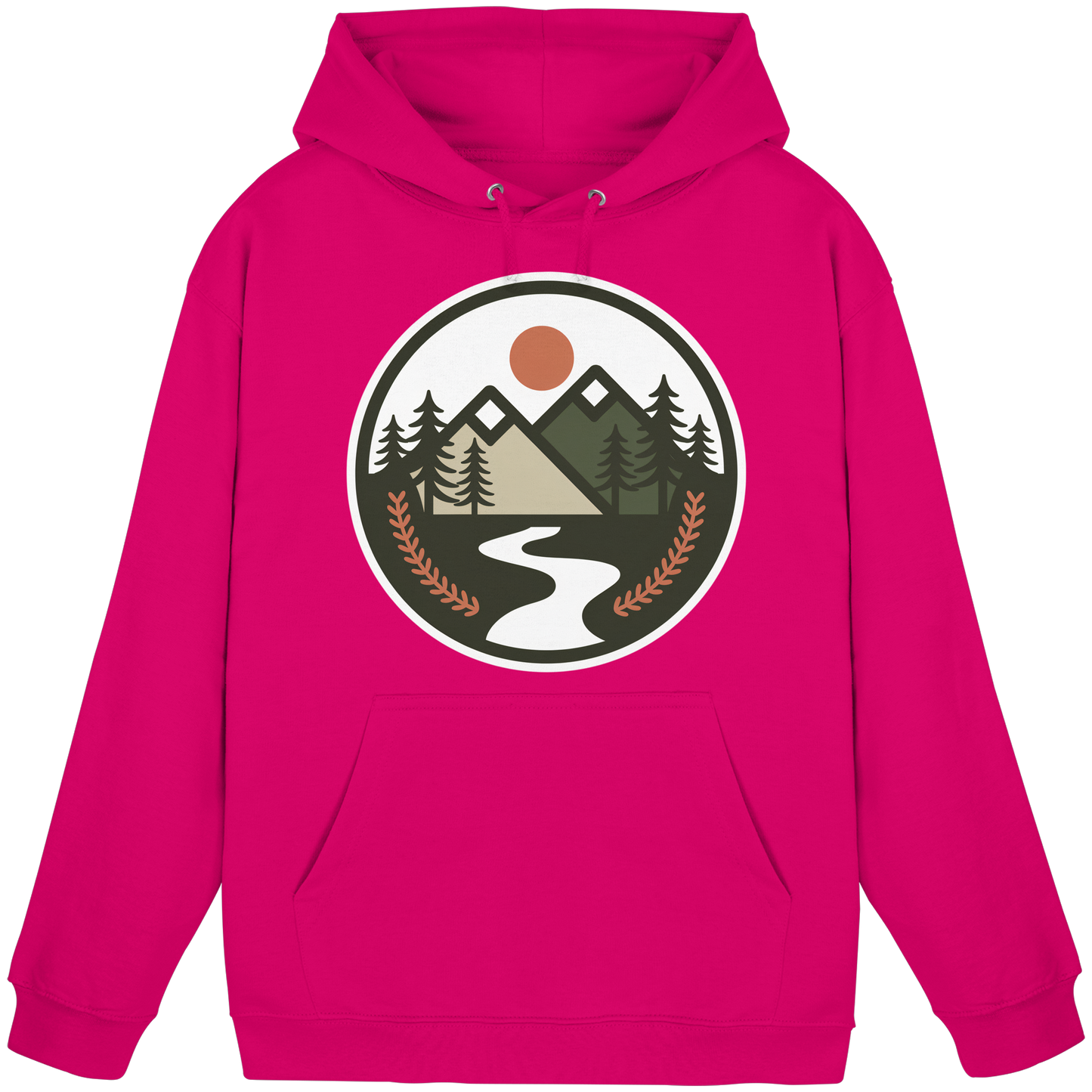 Unisex hot pink Arvenzo Open Ground hoodie with front design, casual style, soft fabric, and a comfortable fit.