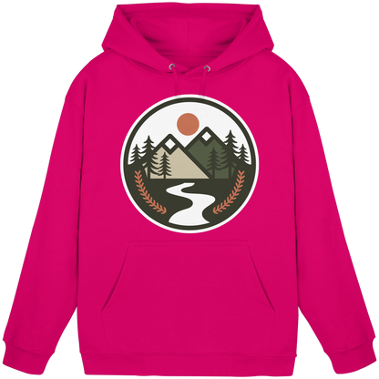 Unisex hot pink Arvenzo Open Ground hoodie with front design, casual style, soft fabric, and a comfortable fit.