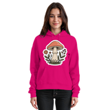 Pink unisex hoodie by Arvenzo with a front-basic design, featuring a comfortable fit and casual style.