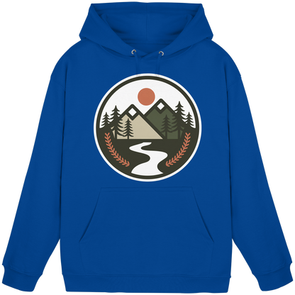 Royal blue unisex hoodie from Arvenzo, front view showing a simple, classic design with a hood and front pocket.