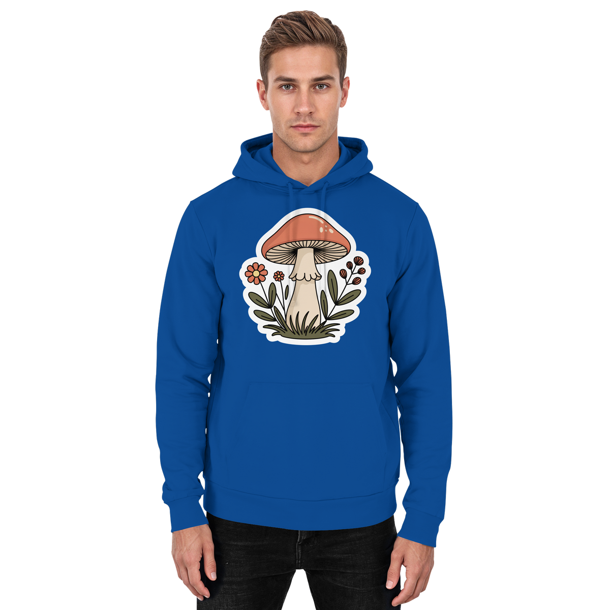 Royal blue Arvenzo Still Roots hoodie, unisex front view showing simple design and comfortable fit.