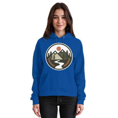 Royal blue unisex Open Ground hoodie by Arvenzo, front view showing a simple, comfortable hoodie with a hood and long sleeves.