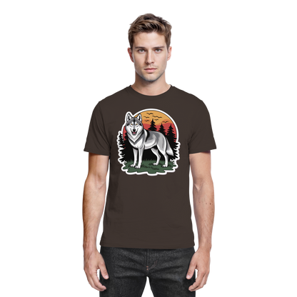 Front view of Arvenzo Lone Dusk unisex brown shirt with a classic fit and smooth fabric, showcasing its stylish design.