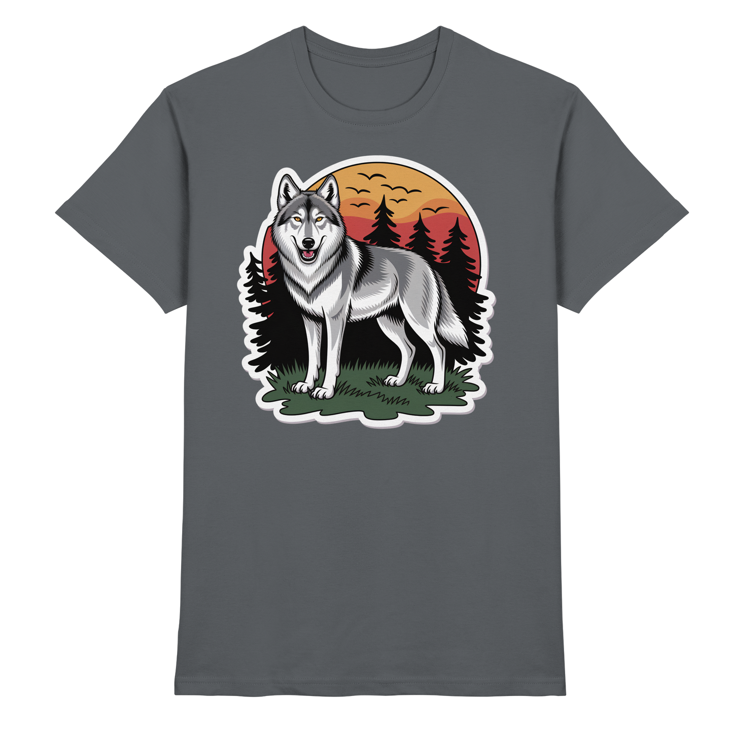 Dark grey unisex Lone Dusk shirt by Arvenzo, shown from the front, featuring a sleek, premium design for casual wear.