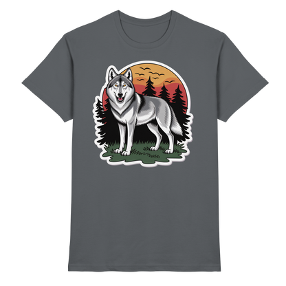 Dark grey unisex Lone Dusk shirt by Arvenzo, shown from the front, featuring a sleek, premium design for casual wear.