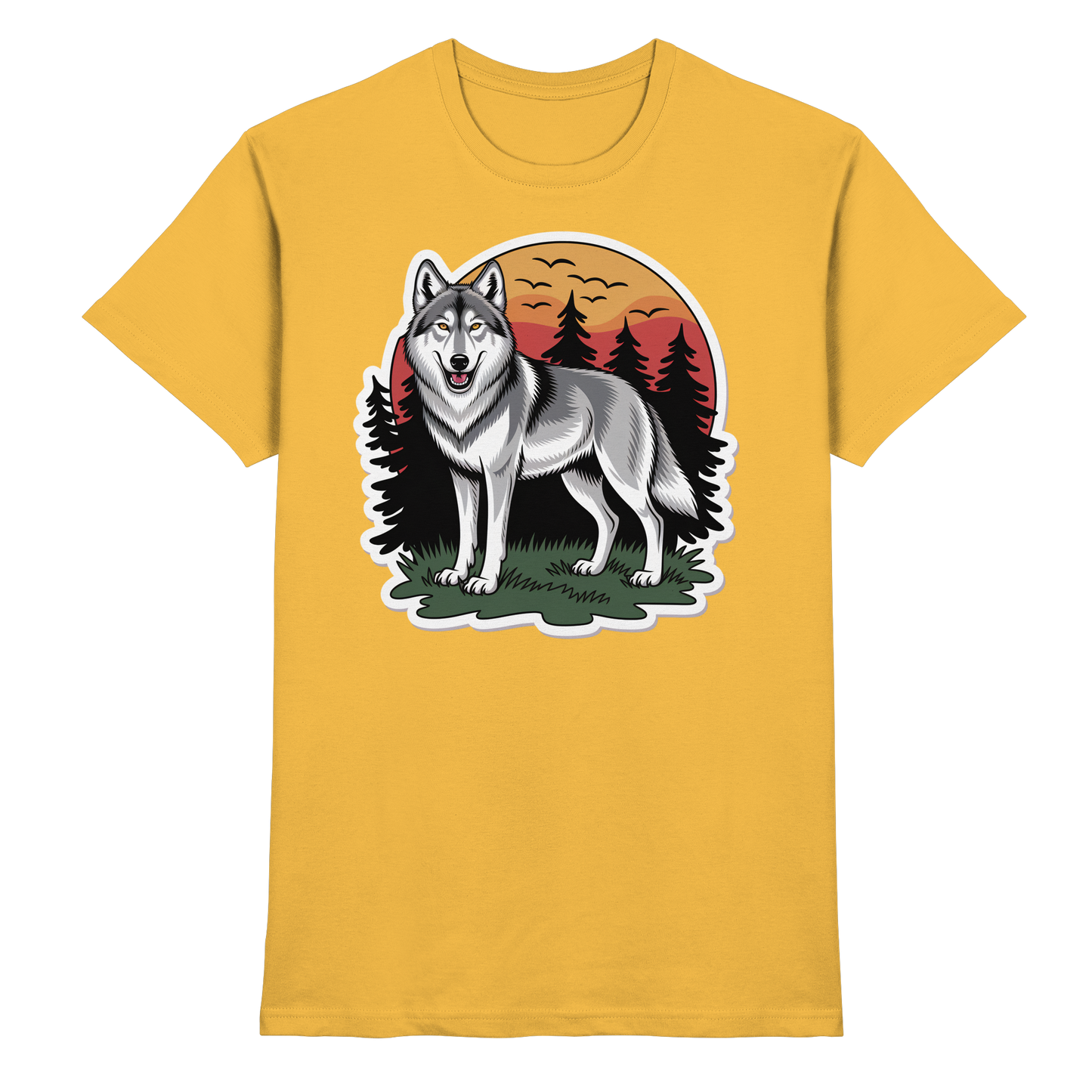 Front view of Arvenzo Lone Dusk unisex shirt in gold with a sleek, modern design and comfortable fit.