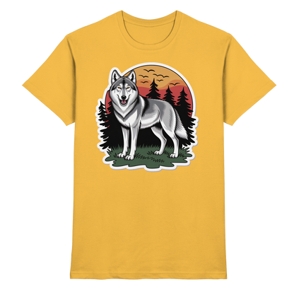 Front view of Arvenzo Lone Dusk unisex shirt in gold with a sleek, modern design and comfortable fit.