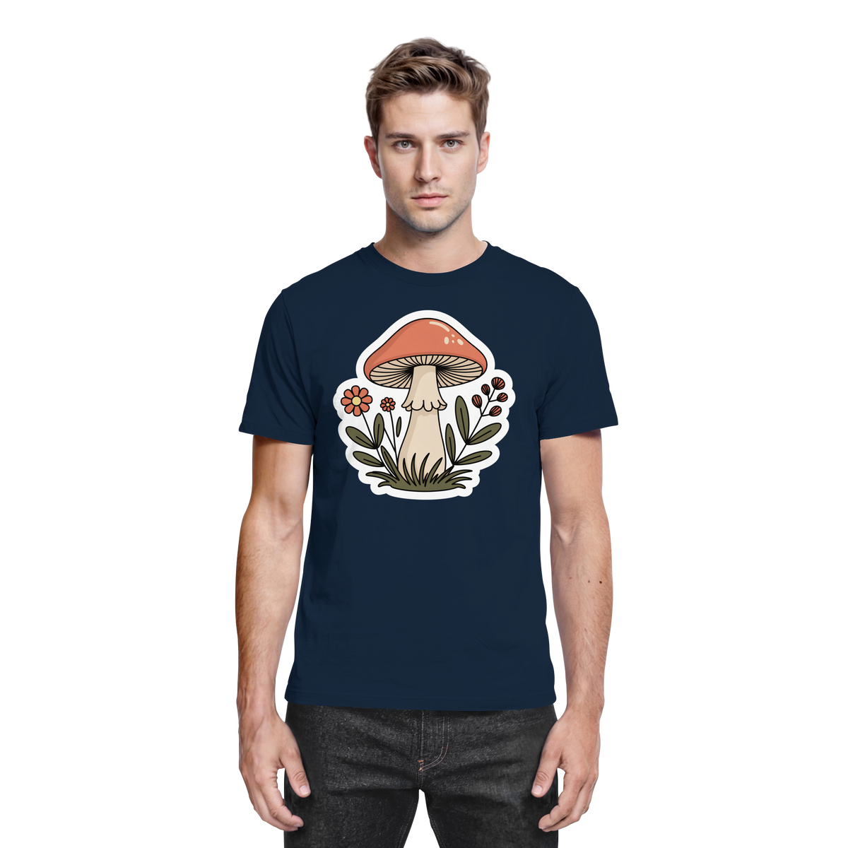Front view of Arvenzo Still Roots unisex navy shirt, premium cotton fabric, casual fit, with a subtle design on the chest.