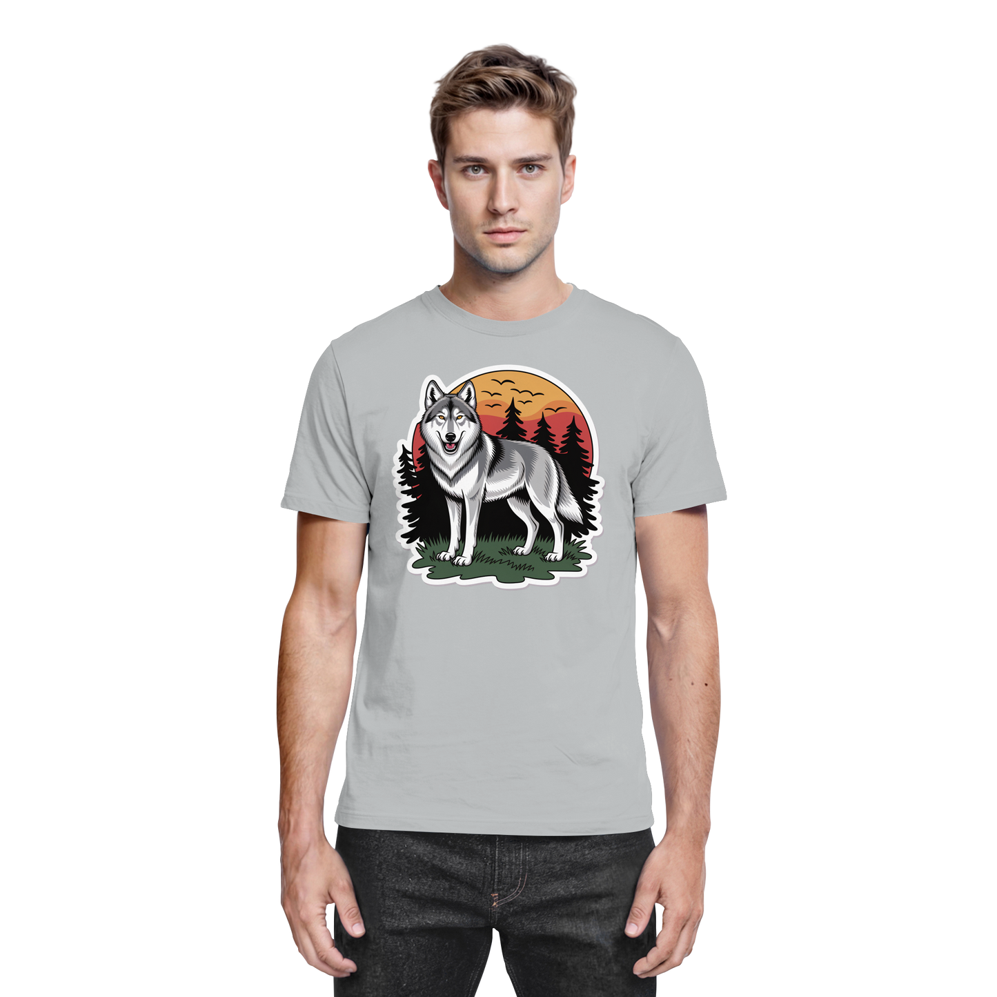 Unisex Lone Dusk shirt by Arvenzo in Pacific Grey with a front view, showcasing the premium fabric and stylish design.