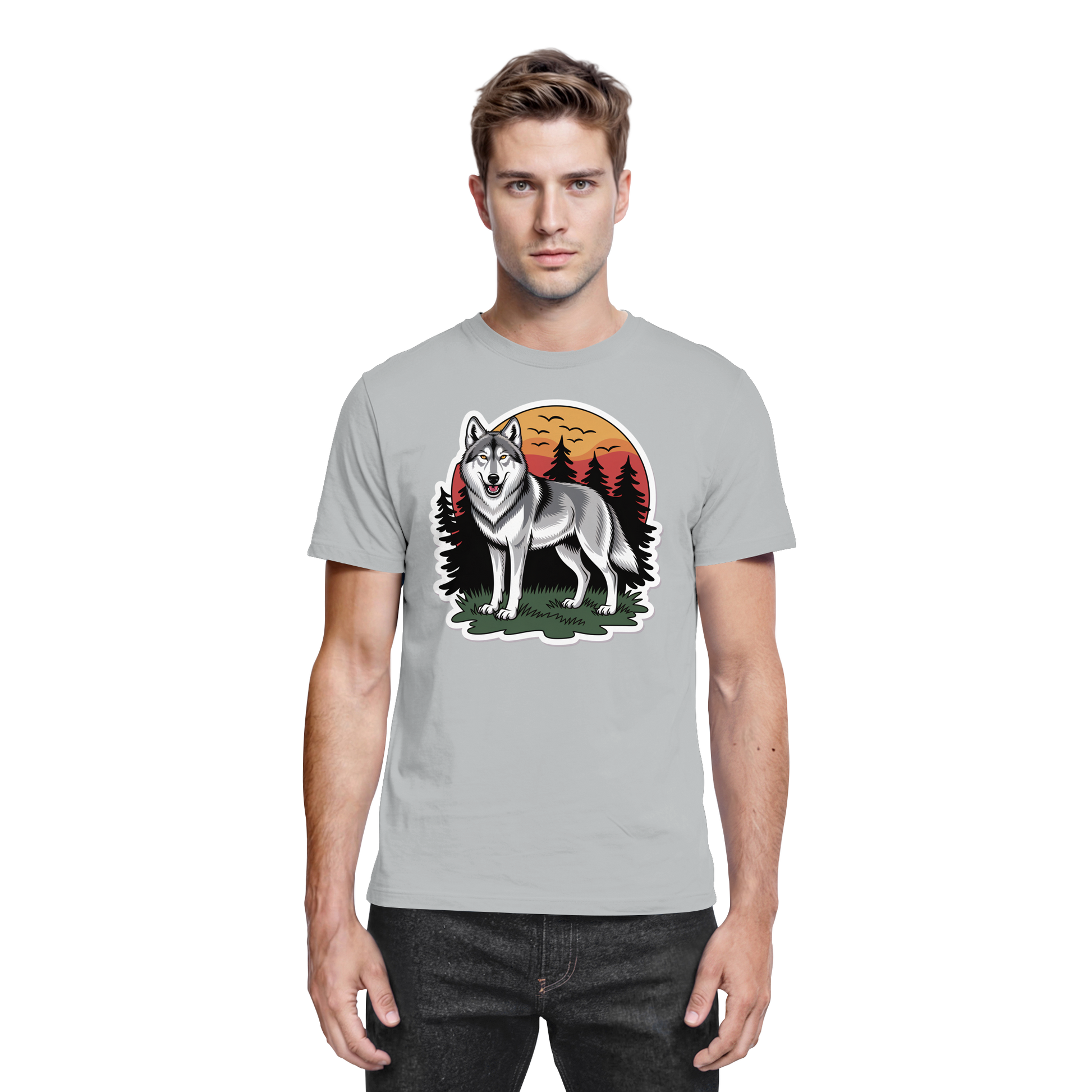 Unisex Lone Dusk shirt by Arvenzo in Pacific Grey with a front view, showcasing the premium fabric and stylish design.