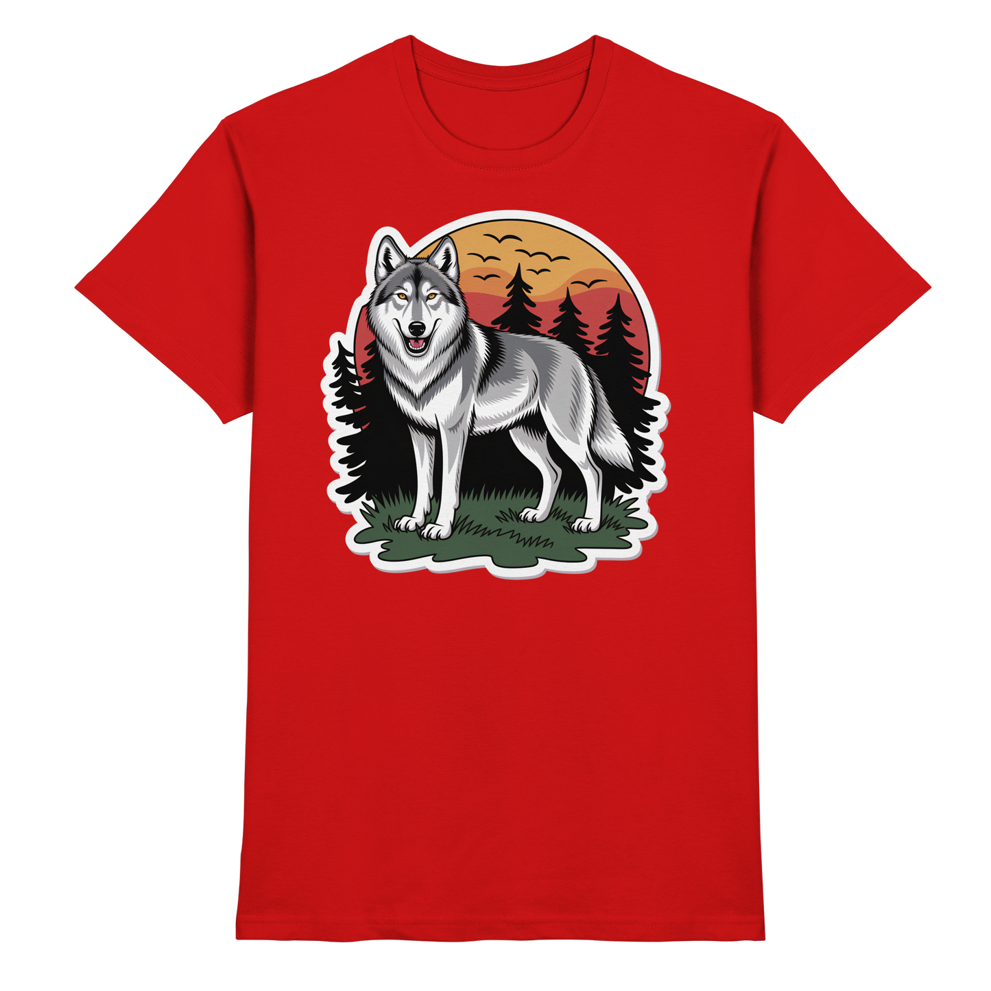 Red Arvenzo Lone Dusk unisex shirt displayed from the front, showcasing a premium design and fit.