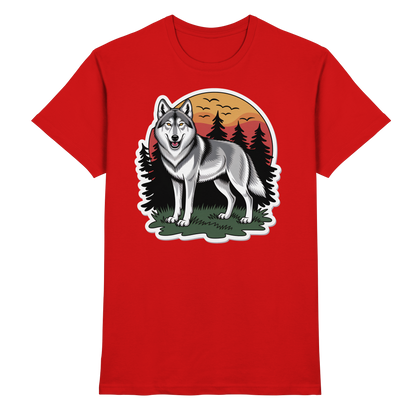 Red Arvenzo Lone Dusk unisex shirt displayed from the front, showcasing a premium design and fit.