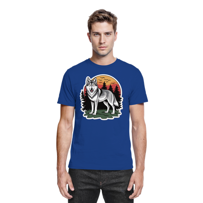 Front view of Arvenzo Lone Dusk unisex royal blue shirt with a clean design and classic fit.
