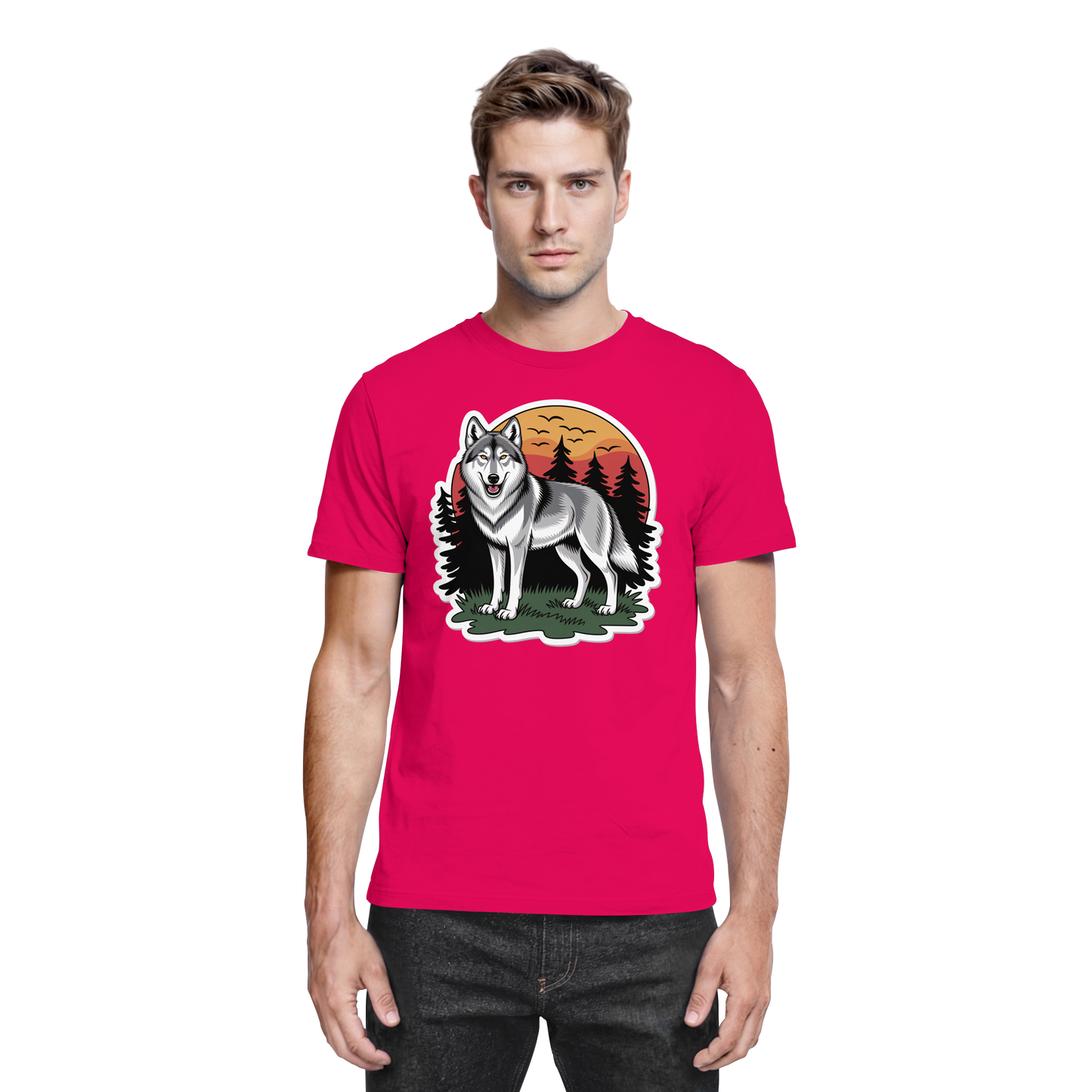 Front view of Arvenzo Lone Dusk unisex shirt in sorbet color, showcasing a casual premium shirt design.
