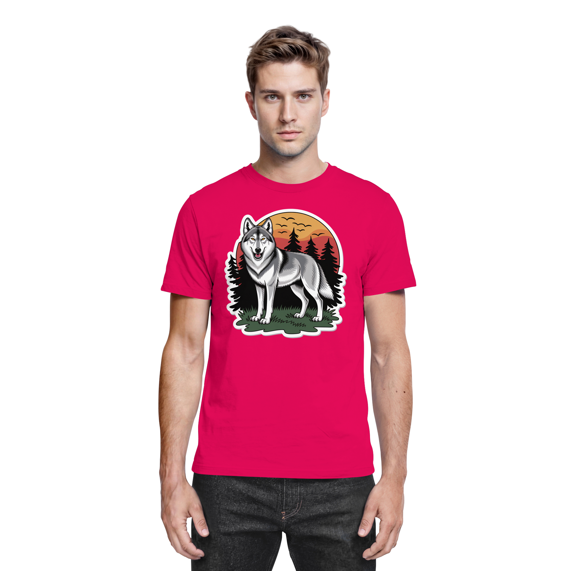 Front view of Arvenzo Lone Dusk unisex shirt in sorbet color, showcasing a casual premium shirt design.