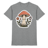 Unisex Still Roots Arvenzo premium sports grey meliert shirt front view with neckline and fabric texture.