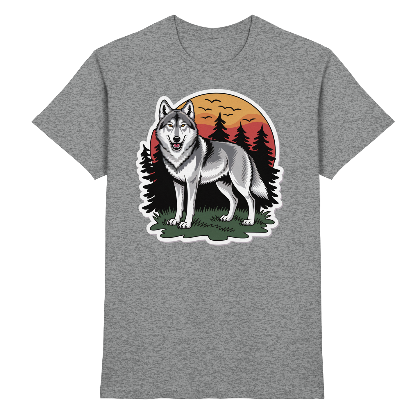 Front view of Arvenzo Lone Dusk unisex shirt in sports grey meliert, showcasing a sleek, casual design with a crew neckline.