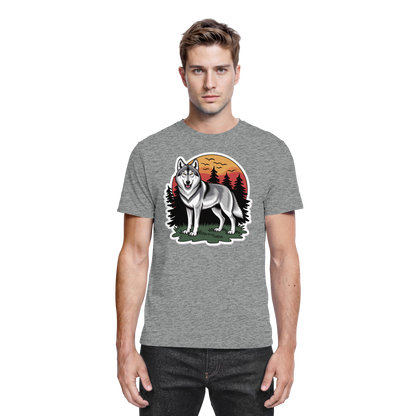 Front view of Arvenzo Lone Dusk unisex shirt in sports grey meliert, showcasing a relaxed fit and premium fabric.
