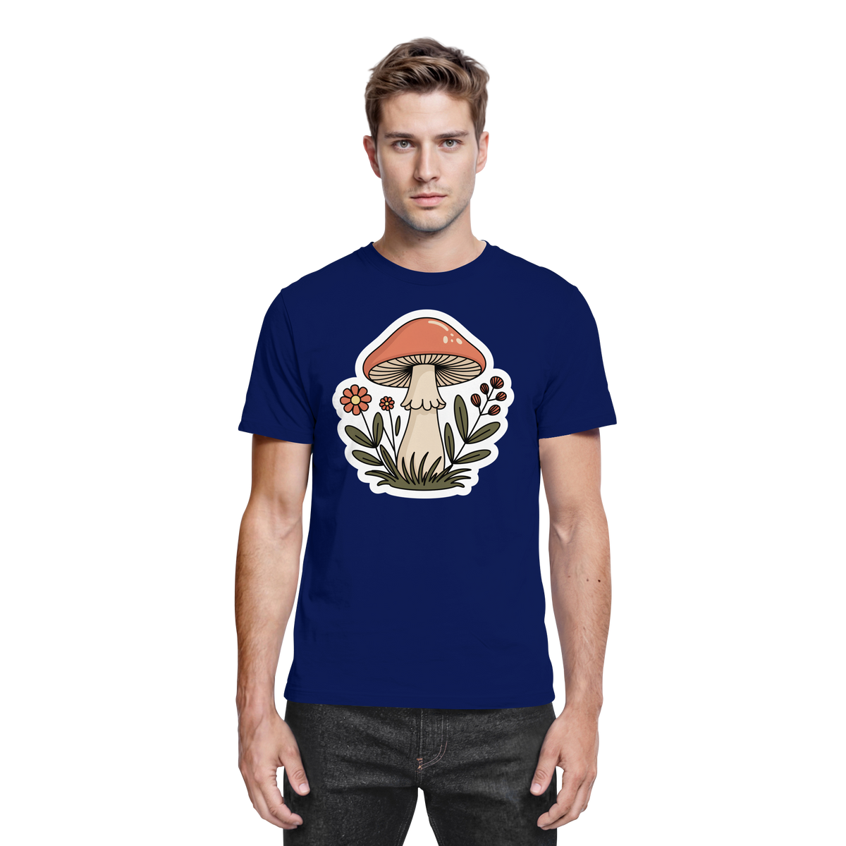 Front view of Arvenzo Still Roots unisex shirt in navy with a sleek, modern design and comfortable fit.