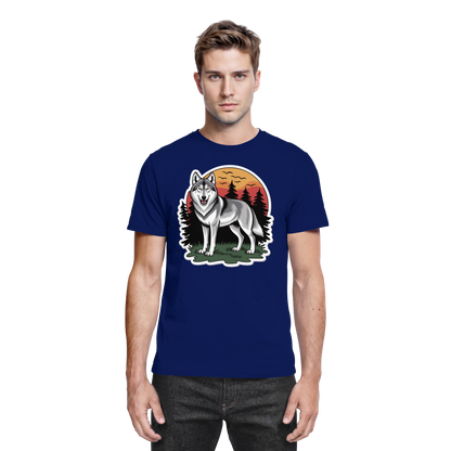Front view of Arvenzo Lone Dusk unisex shirt in urban navy with a classic fit and smooth fabric.