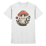 Front view of a white unisex Still Roots shirt by Arvenzo, showcasing a clean, premium design on soft cotton fabric.