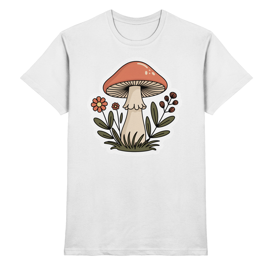 Front view of a white unisex Still Roots shirt by Arvenzo, showcasing a clean, premium design on soft cotton fabric.