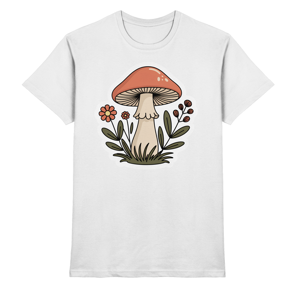 Front view of a white unisex Still Roots shirt by Arvenzo, showcasing a clean, premium design on soft cotton fabric.