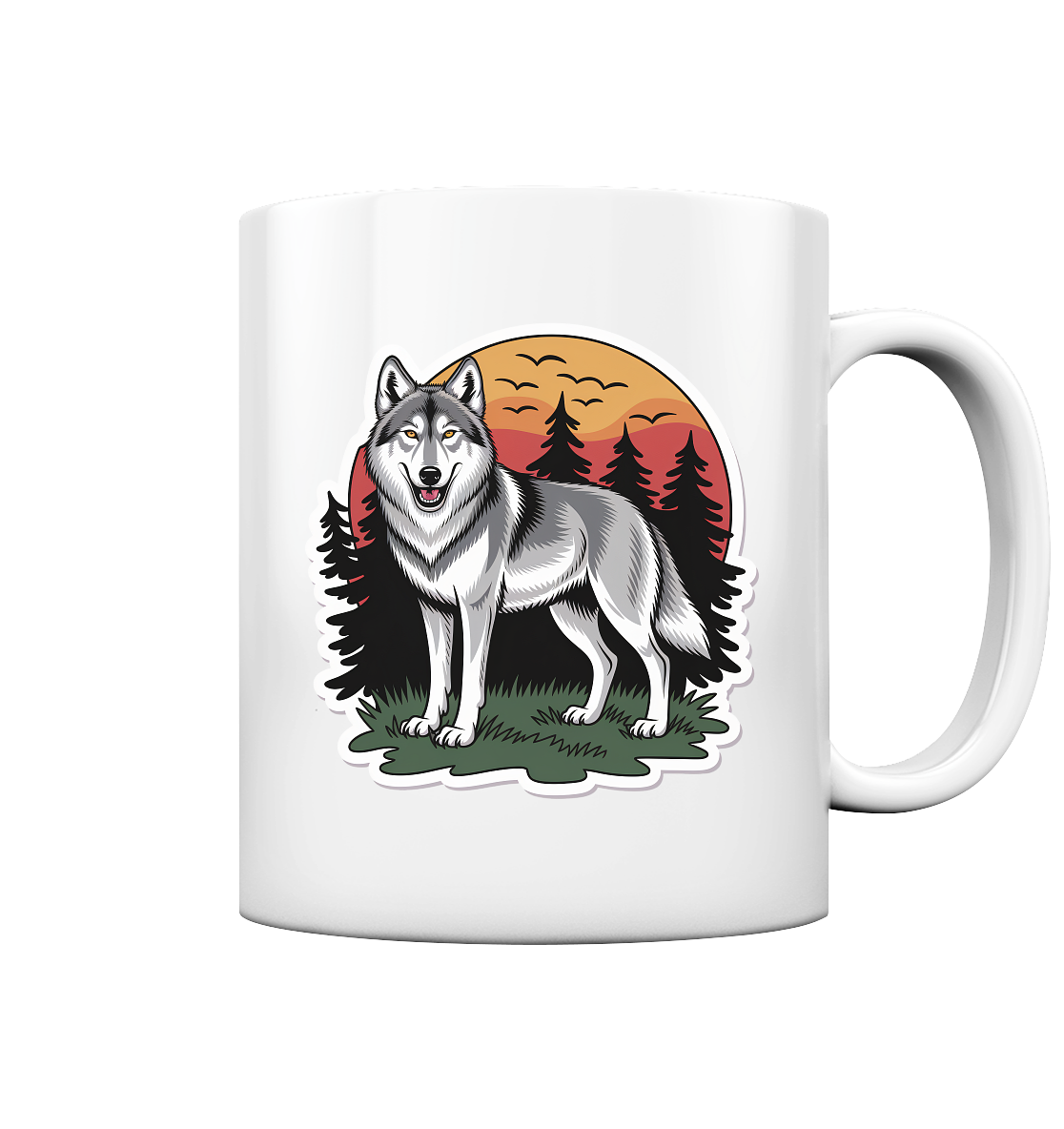 Arvenzo Lone Dusk glossy mug featuring a smooth white finish, front view with a minimalist design for Trinkgefäße collection.