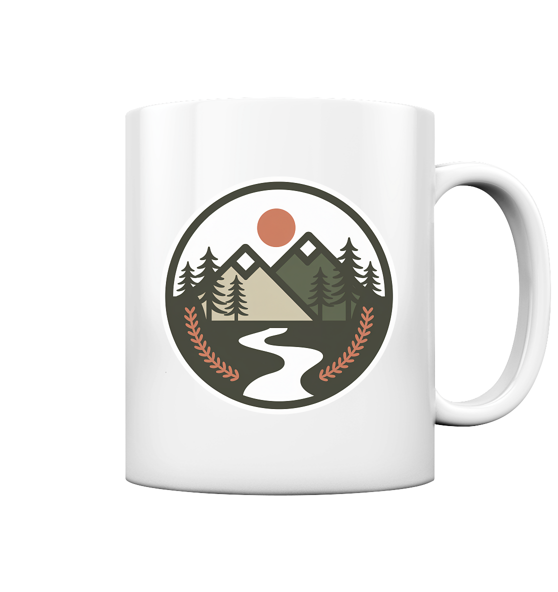 Glossy white Arvenzo Open Ground mug with a smooth finish, front view showing the classic cylindrical shape and handle.