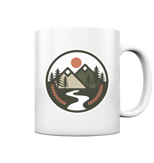 Glossy white Arvenzo Open Ground mug with a smooth finish, front view showing the classic cylindrical shape and handle.