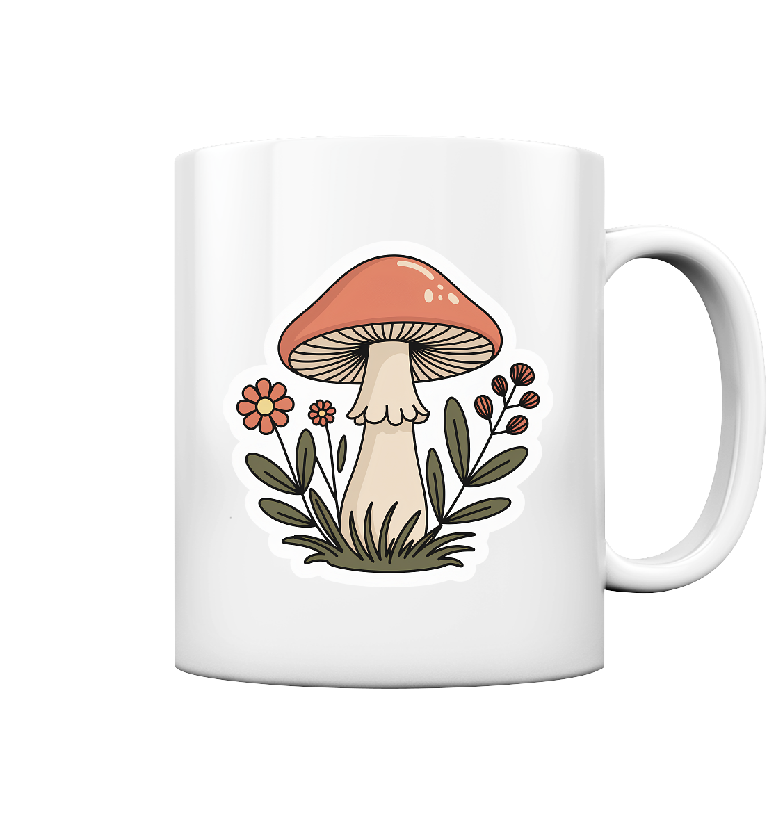 Arvenzo Still Roots mug with glossy white finish, featuring a simple, stylish design on the front for drinking and display.